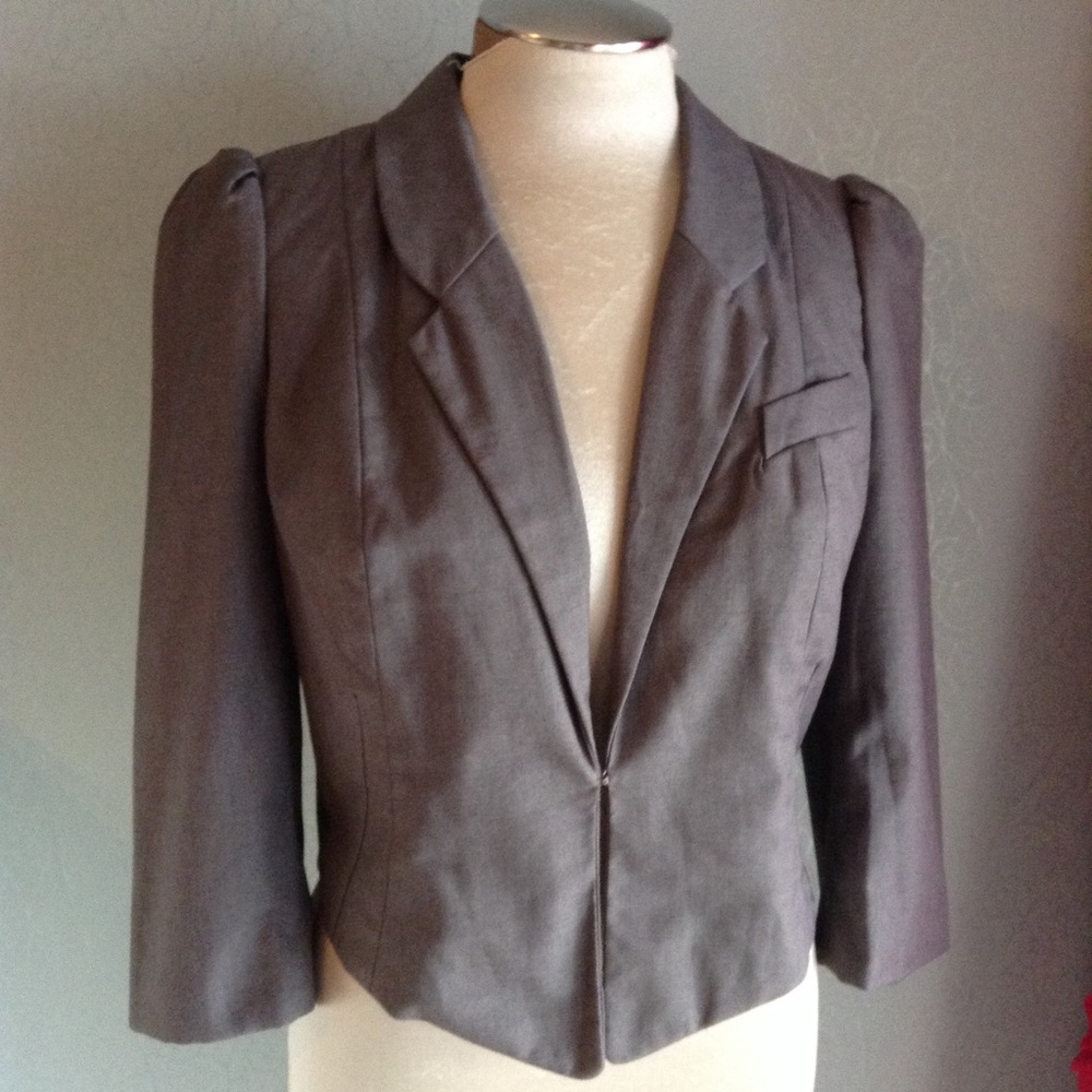 taikonhu ANTHROPOLOGIE gray fitted blazer 6 8 (B2)